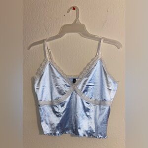 DIVIDED By H&M Blue and Lace Satin Tank